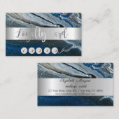 Elegant, Silver Stripe, Blue Marble Stone Klantenkaartje (Voorkant / Achterkant)