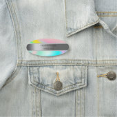 Elegant Silver Stripe, Pearls Holographic Ombre Naamplaatje (In situ)