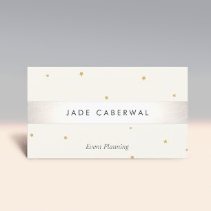 Elegant Silver Striped Gold Star Event Planner Visitekaartje