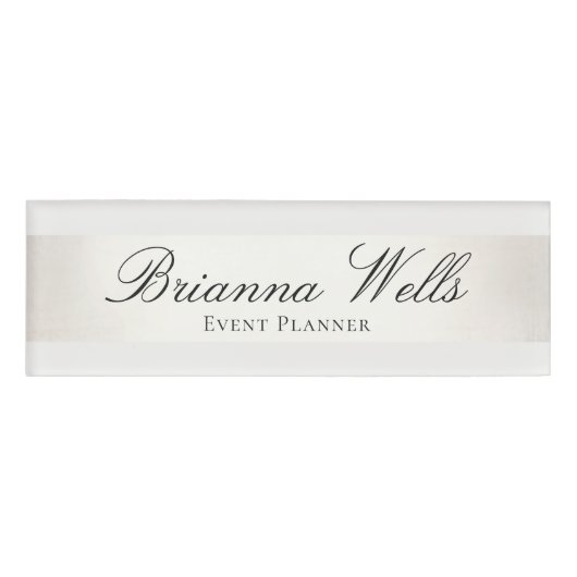 Elegant Silver Striped Personeel Naam Naambadge (Voorkant)