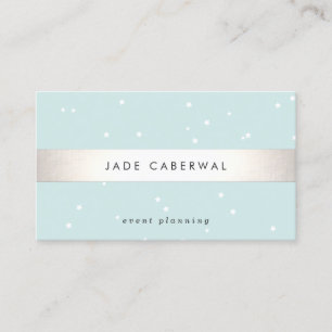 Elegant Silver Striped White Stars Event Planner Visitekaartje