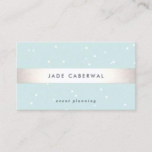 Elegant Silver Striped White Stars Event Planner Visitekaartje (Voorkant)
