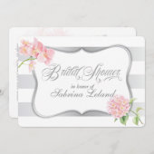 Elegant Silver Stripes Floral Vrijgezellenfeest Kaart (Voorkant / Achterkant)