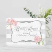 Elegant Silver Stripes Floral Vrijgezellenfeest Kaart (Staand voorkant)