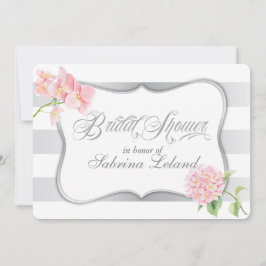 Elegant Silver Stripes Floral Vrijgezellenfeest Kaart