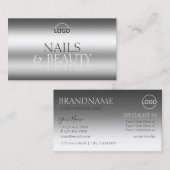 Elegant Silver Stylish Mirror Font Chic met Logo Visitekaartje (Voorkant / Achterkant)