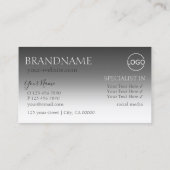 Elegant Silver Stylish Mirror Font Chic met Logo Visitekaartje (Achterkant)
