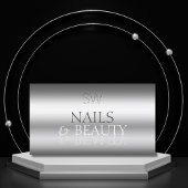 Elegant Silver Stylish Mirror Font met Monogram Visitekaartje