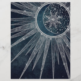 Elegant Silver Sun Moon Doodle Mandala Blue Design Briefhoofd