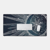 Elegant Silver Sun Moon Doodle Mandala Blue Design Bureaumat (Keyboard & Muis)