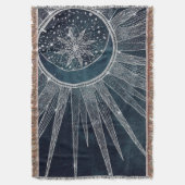 Elegant Silver Sun Moon Doodle Mandala Blue Design Deken (Voorkant Verticaal)