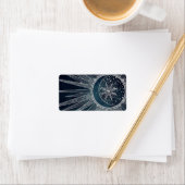 Elegant Silver Sun Moon Doodle Mandala Blue Design Etiket (Insitu)
