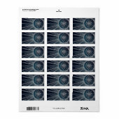 Elegant Silver Sun Moon Doodle Mandala Blue Design Etiket (Full Sheet)