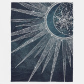 Elegant Silver Sun Moon Doodle Mandala Blue Design Fleece Deken (Voorkant)