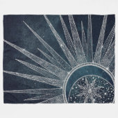 Elegant Silver Sun Moon Doodle Mandala Blue Design Fleece Deken (Voorkant (Horizontaal))