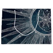 Elegant Silver Sun Moon Doodle Mandala Blue Design Groot Cadeauzakje (Voorkant)