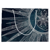 Elegant Silver Sun Moon Doodle Mandala Blue Design Groot Cadeauzakje (Achterkant)