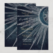 Elegant Silver Sun Moon Doodle Mandala Blue Design Kaart (Voorkant / Achterkant)