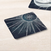 Elegant Silver Sun Moon Doodle Mandala Blue Design Kartonnen Onderzetters (Schuin)