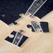 Elegant Silver Sun Moon Doodle Mandala Blue Design Legpuzzel (Zijkant)