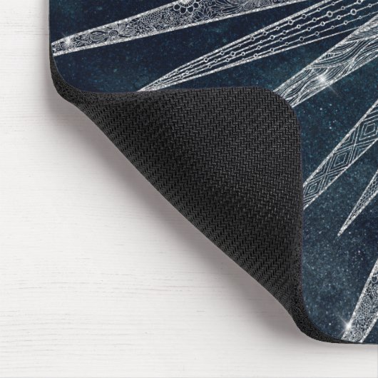 Elegant Silver Sun Moon Doodle Mandala Blue Design Muismat (Hoek)