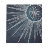 Elegant Silver Sun Moon Doodle Mandala Blue Design Notitieblok (Voorkant)