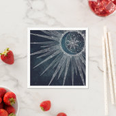 Elegant Silver Sun Moon Doodle Mandala Blue Design Servet (Insitu)