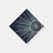 Elegant Silver Sun Moon Doodle Mandala Blue Design Servet (Hoek)