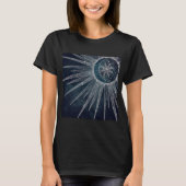 Elegant Silver Sun Moon Doodle Mandala Blue Design T-shirt (Voorkant)