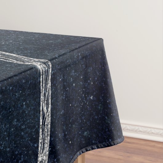 Elegant Silver Sun Moon Doodle Mandala Blue Design Tafelkleed (Voorbeeld)