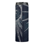 Elegant Silver Sun Moon Doodle Mandala Blue Design Thermosbeker (Achterkant)