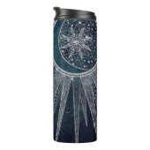 Elegant Silver Sun Moon Doodle Mandala Blue Design Thermosbeker (Geroteerd rechts)