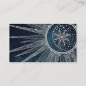 Elegant Silver Sun Moon Doodle Mandala Blue Design Visitekaartje (Achterkant)
