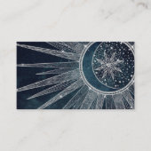 Elegant Silver Sun Moon Doodle Mandala Blue Design Visitekaartje (Voorkant)