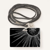 Elegant Silver Sun Moon Mandala Black Design Badge (Achterkant met draagriem)