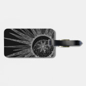 Elegant Silver Sun Moon Mandala Black Design Bagagelabel (Achterkant horizontaal)