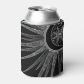 Elegant Silver Sun Moon Mandala Black Design Blikjeskoeler (Blikje Voorkant)