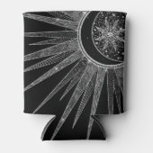Elegant Silver Sun Moon Mandala Black Design Blikjeskoeler (Voorkant)