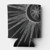 Elegant Silver Sun Moon Mandala Black Design Blikjeskoeler (Achterkant)