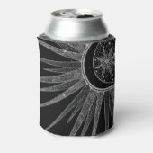 Elegant Silver Sun Moon Mandala Black Design Blikjeskoeler (Blikje Achterkant)