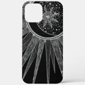 Elegant Silver Sun Moon Mandala Black Design Case-Mate iPhone Case (Achterkant)