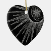 Elegant Silver Sun Moon Mandala Black Design Keramisch Ornament (Rechts)