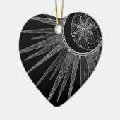 Elegant Silver Sun Moon Mandala Black Design Keramisch Ornament (Links)