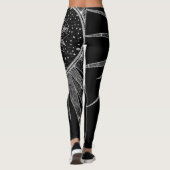 Elegant Silver Sun Moon Mandala Black Design Leggings (Achterkant)