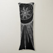 Elegant Silver Sun Moon Mandala Black Design Lichaamskussen (Voorkant Verticaal)