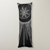Elegant Silver Sun Moon Mandala Black Design Lichaamskussen (Achterkant (Verticaal))