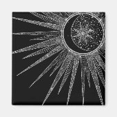 Elegant Silver Sun Moon Mandala Black Design Magneet (Voorkant)