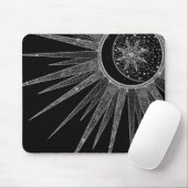 Elegant Silver Sun Moon Mandala Black Design Muismat (Met muis)