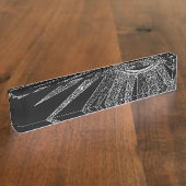 Elegant Silver Sun Moon Mandala Black Design Naambordje (Zijkant)