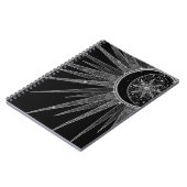 Elegant Silver Sun Moon Mandala Black Design Notitieboek (Linkerzijde)
